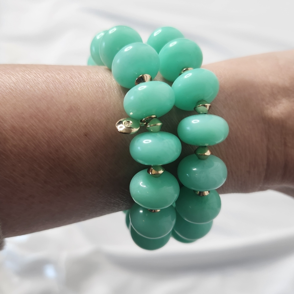 J. Crew Elegant Green Beaded Bracelet Set